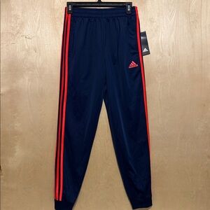 adidas Navy Track Pants with Red Accent Stripes